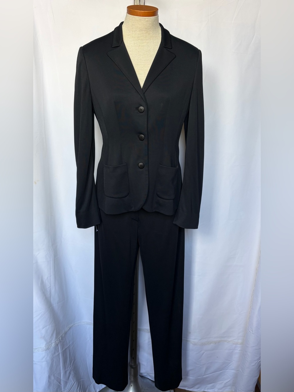 Prada Black Women's Tailored Pantsuit - Notched Lapel Jacket & Straight Trousers